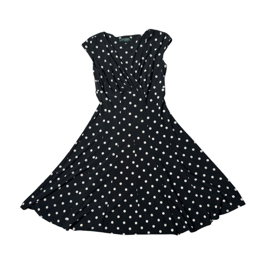 Lauren Ralph Lauren Black and White A-Line Midi Dress